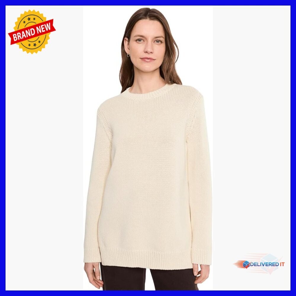 Relaxed Fit Cotton Blend Crew Neck Sweater Tunic Long Sleeve Pullover